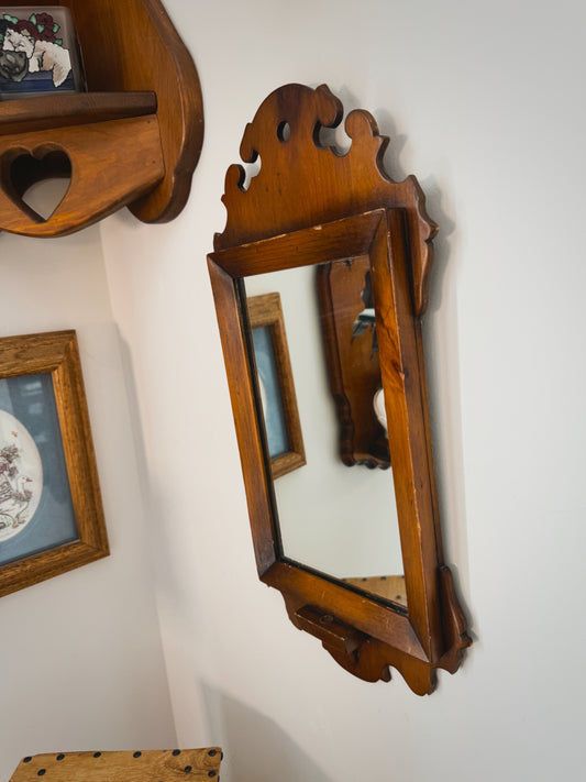 Vintage Pine Scroll Mirror – 18” Pine Shop Original Wall Decor