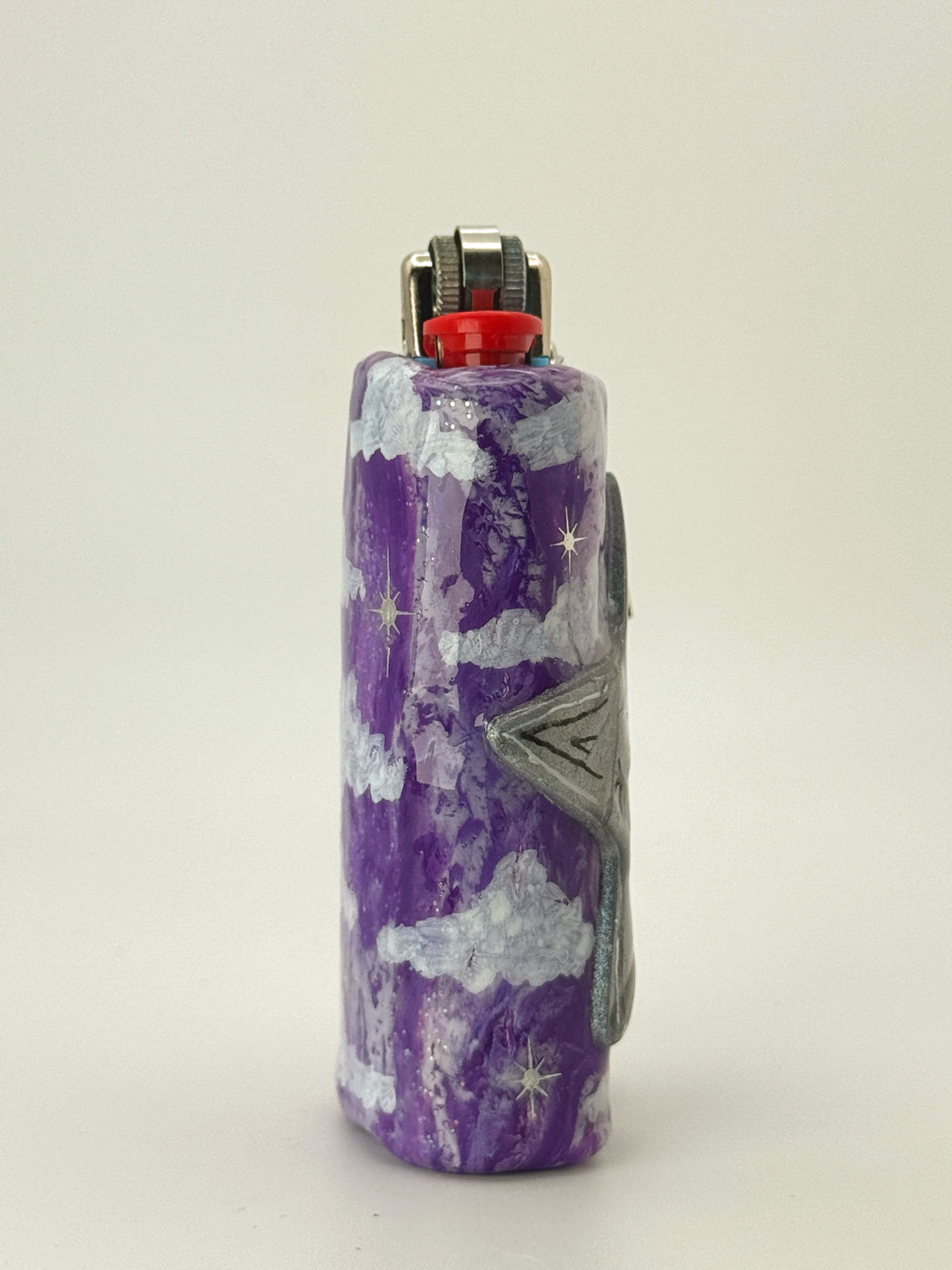 Head In The Clouds Star Lighter Case with charm| Fits Standard Bic | Handmade Polymer Clay Art