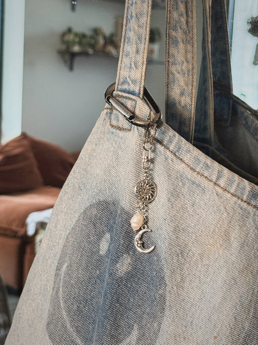 Silver Celestial Bag Charm | Handmade Key Chain