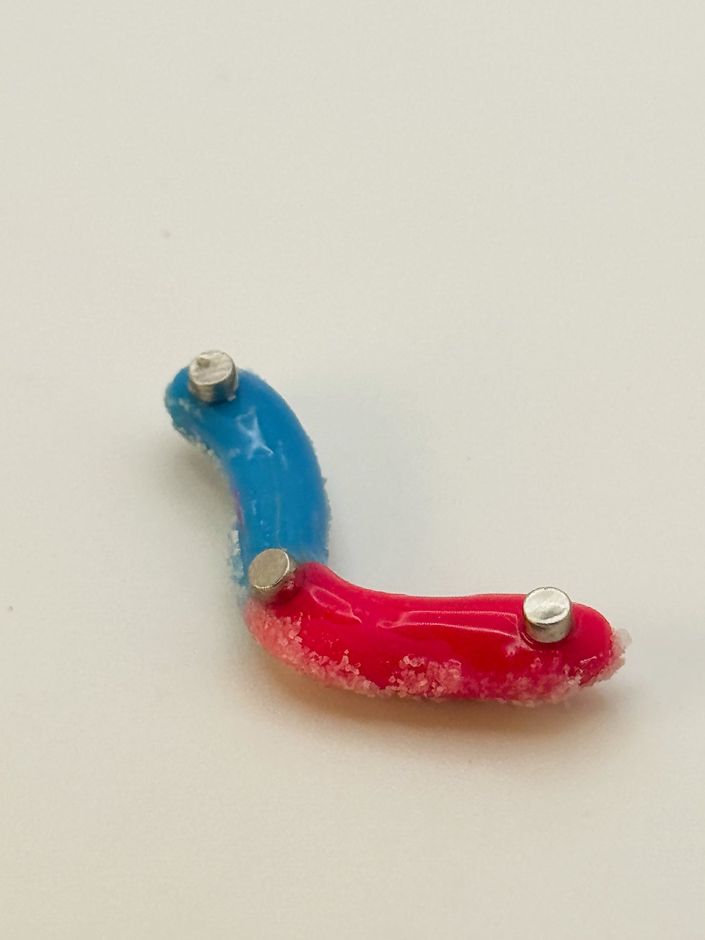 Pink & Blue Sour Gummy Worm — Handmade Polymer Clay Fridge Magnets