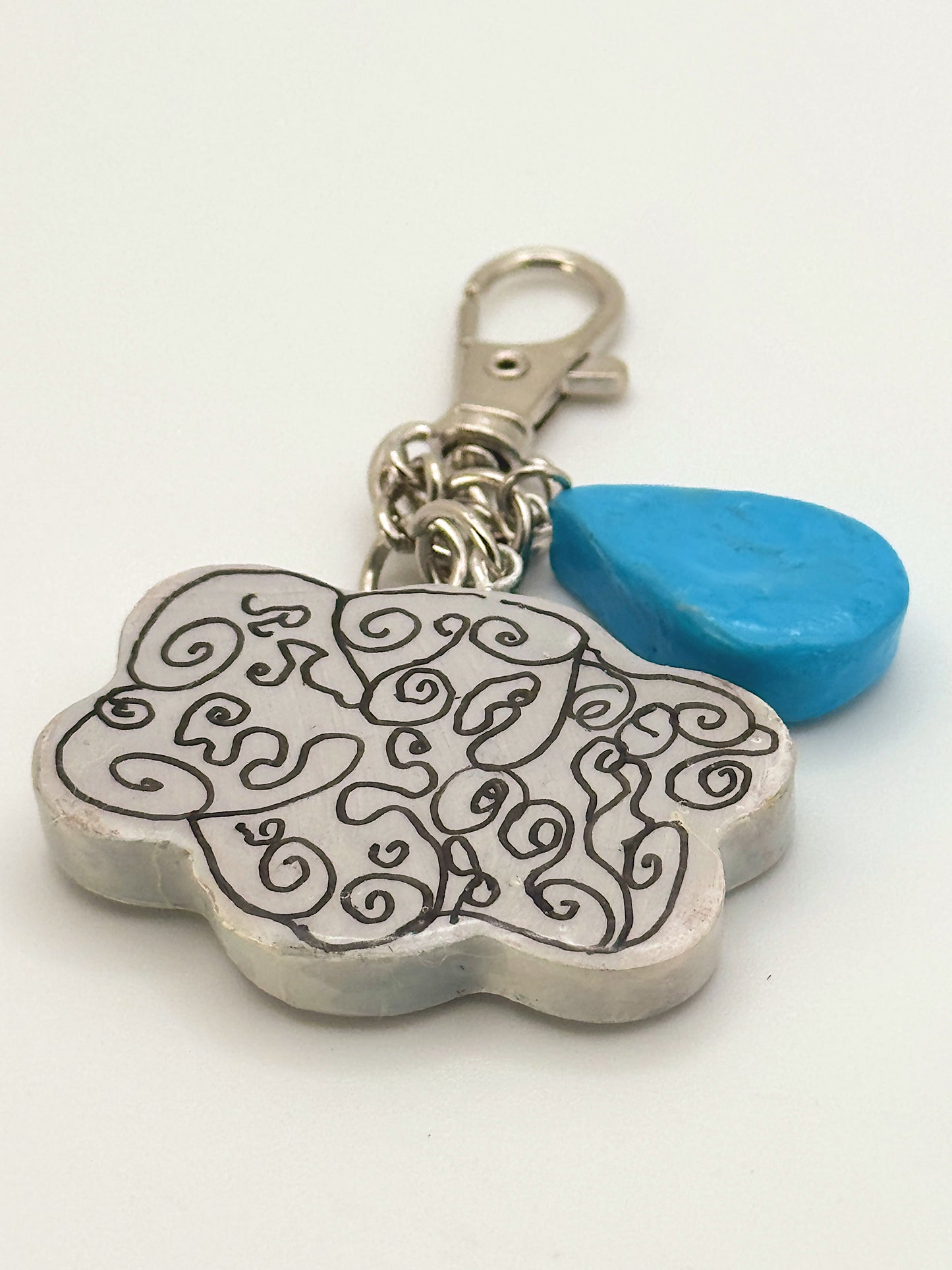 Sad Girl Club Cloud & Raindrop Keychain – Hand-Sculpted Polymer Art