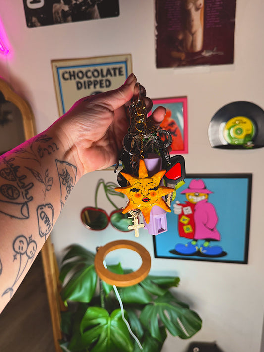 Hand-Painted Sun Keychain – Bud & Bloom Original