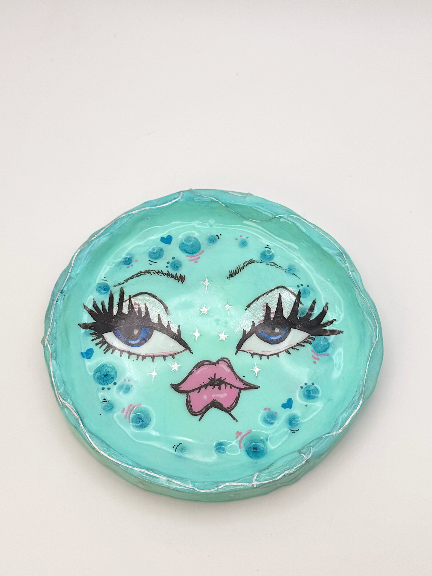 Minty Moon Babe Trinket Dish — 4.5” Hand-Painted Moon