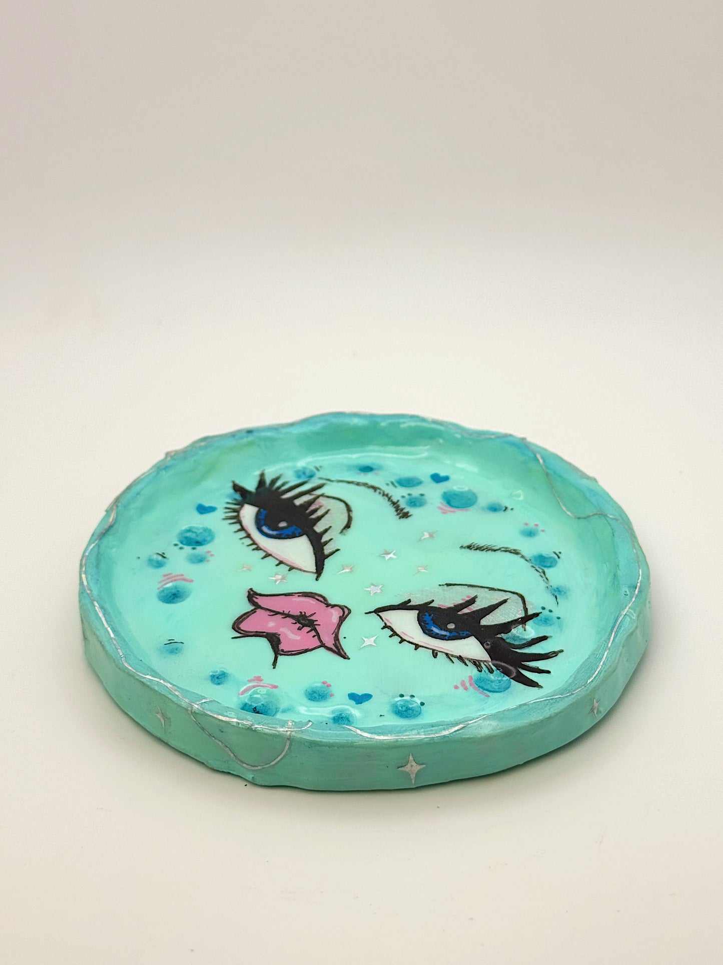 Minty Moon Babe Trinket Dish — 4.5” Hand-Painted Moon