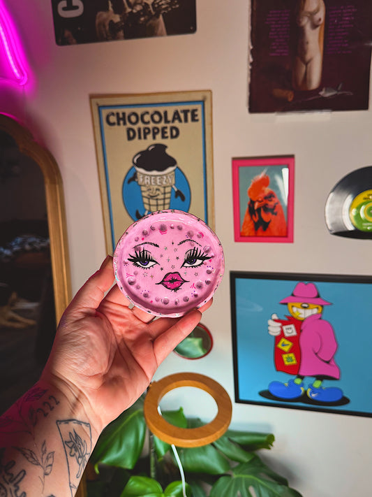 Pink Lunar Cutie Trinket Dish — 4” Hand-Painted Moon