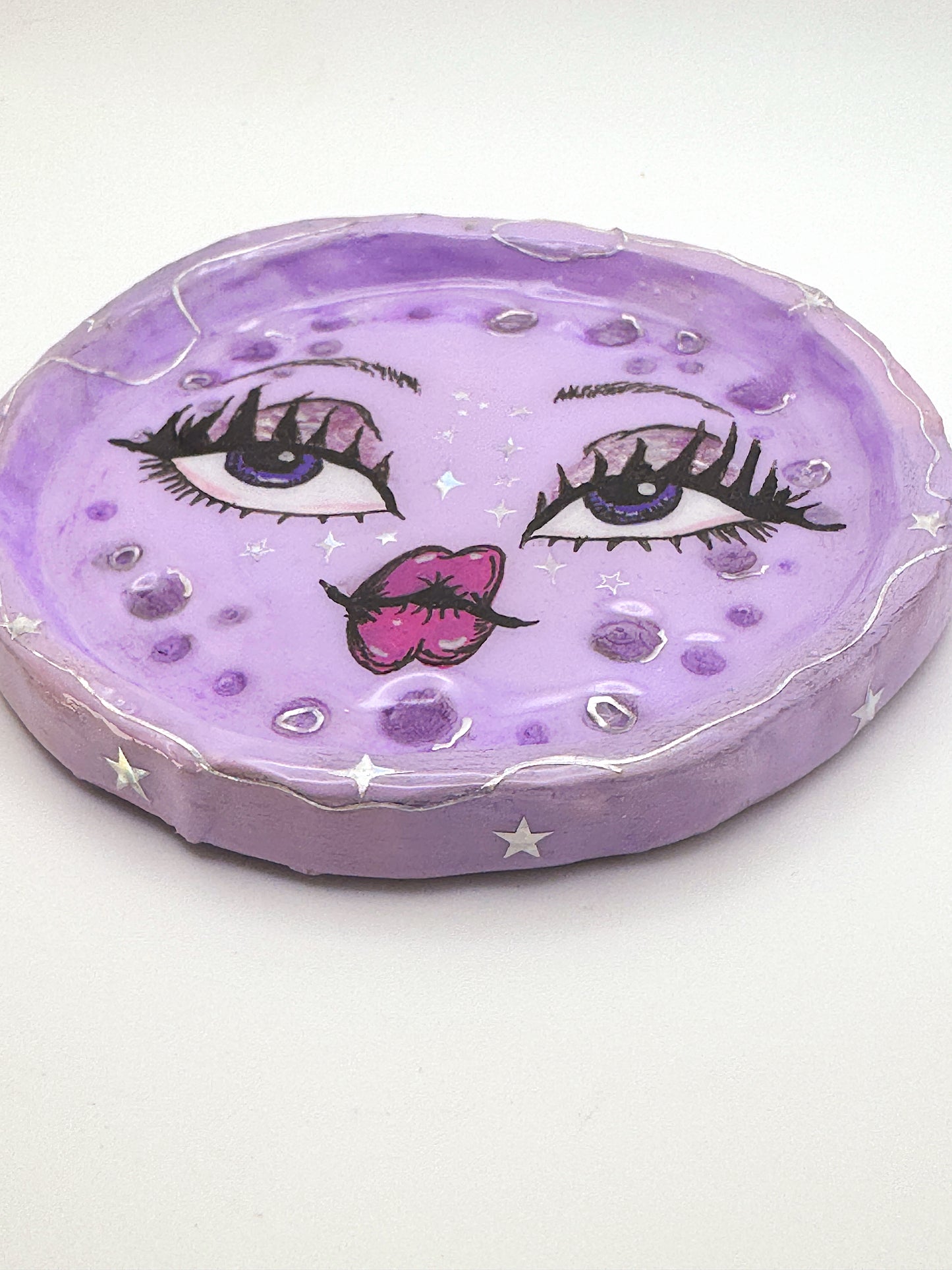 Lavender Lunar Babe Trinket Dish — 4.5- 5” Hand-Painted Moon