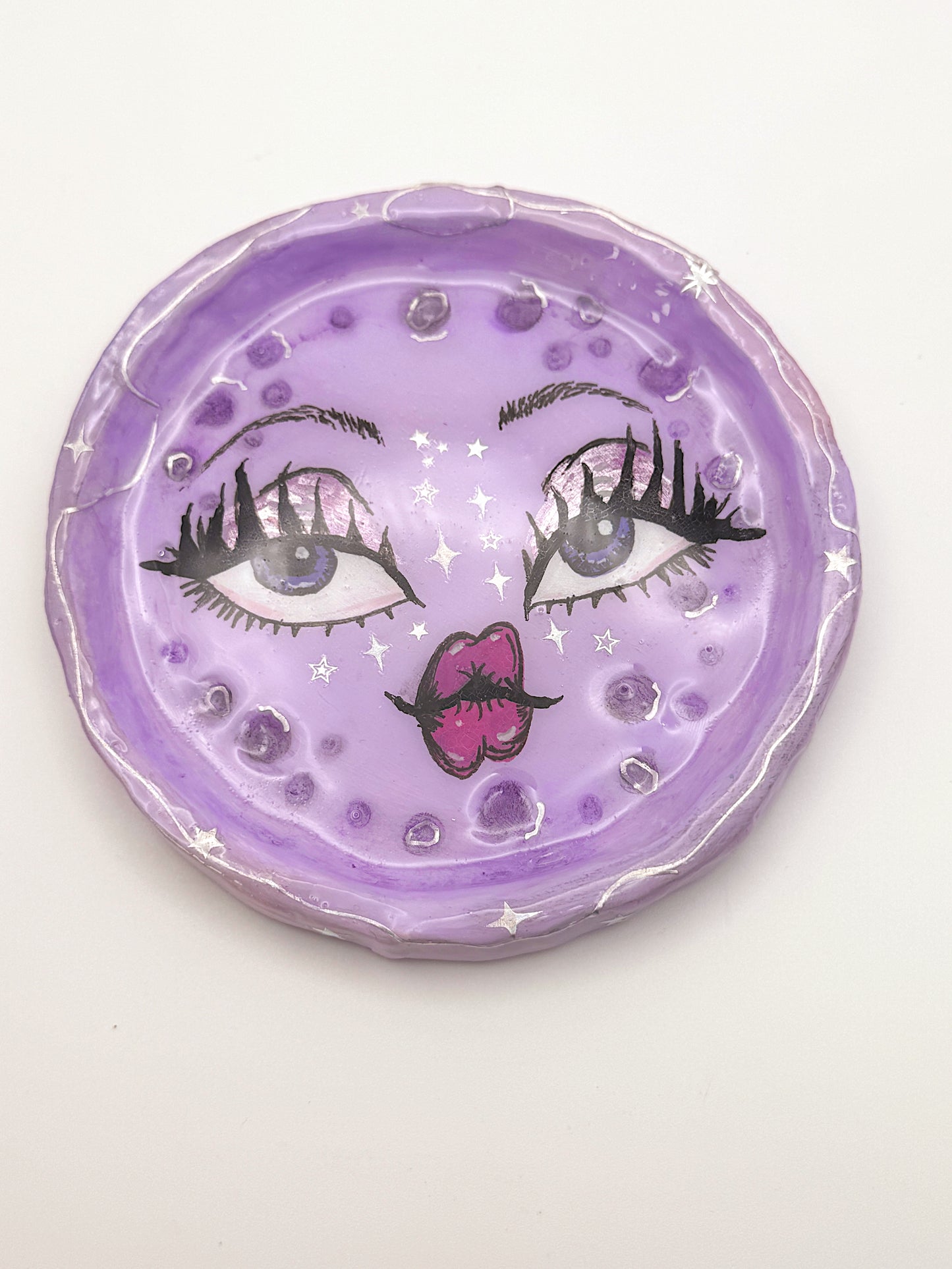 Lavender Lunar Babe Trinket Dish — 4.5- 5” Hand-Painted Moon
