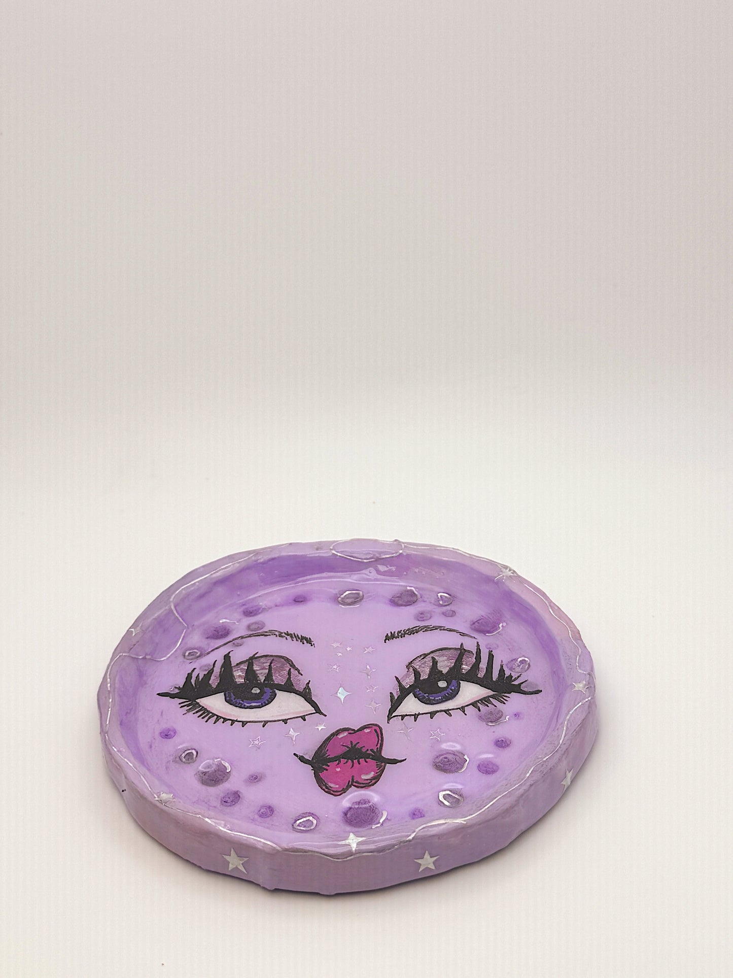 Lavender Lunar Babe Trinket Dish — 4.5- 5” Hand-Painted Moon