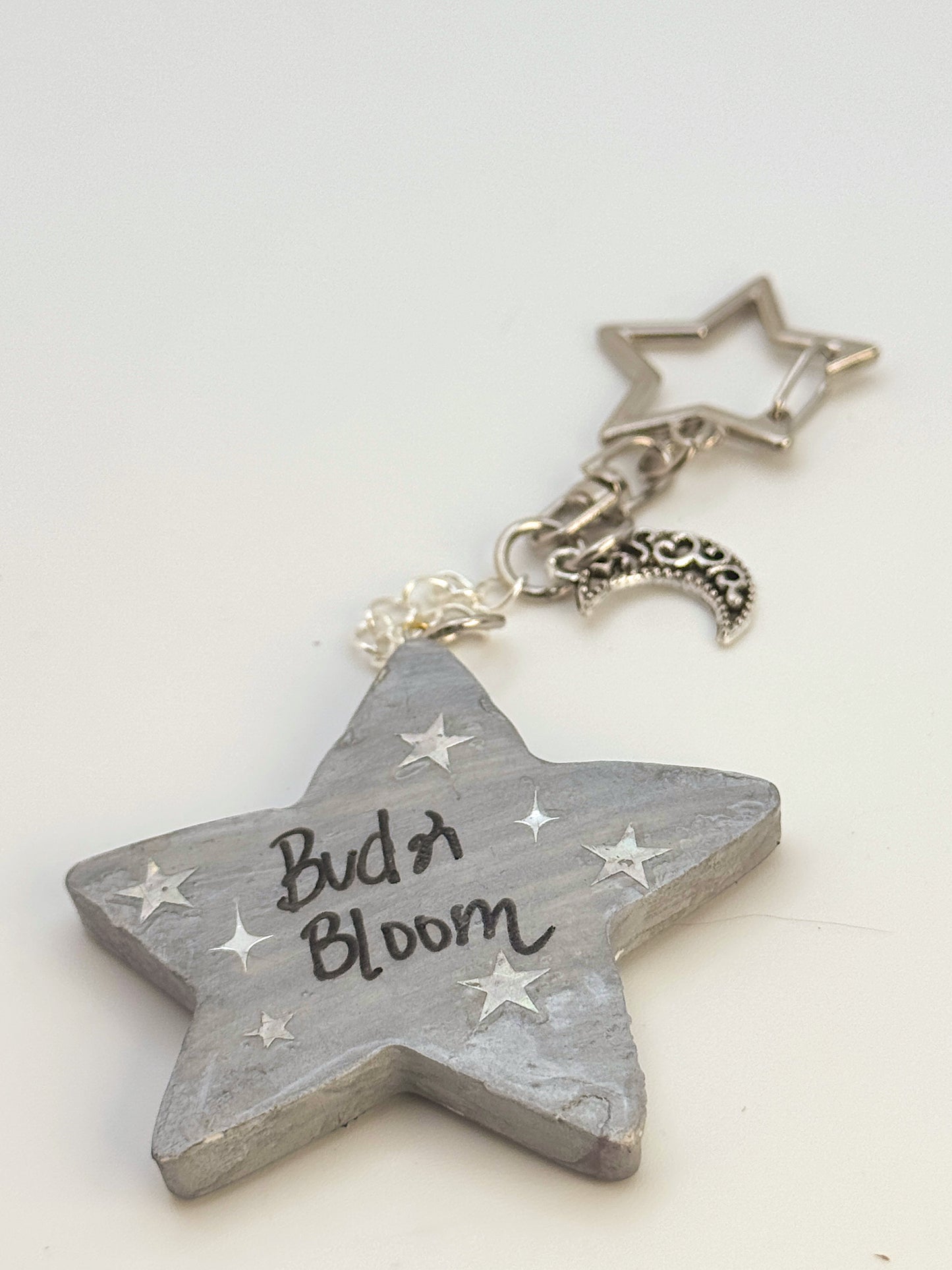 Celestial Star Babe Keychain – Hand-Painted Polymer Clay