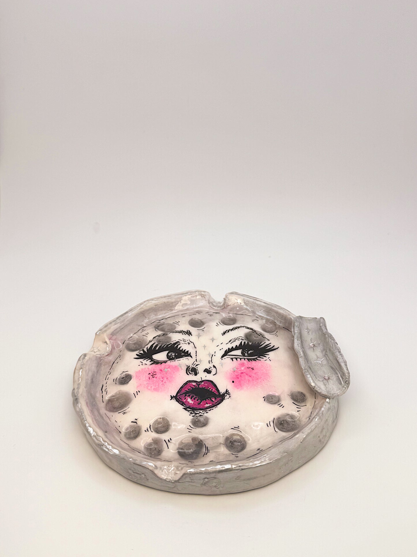 Handmade Moon Ashtray or Trinket Dish | Celestial Art | Viral Moon Face