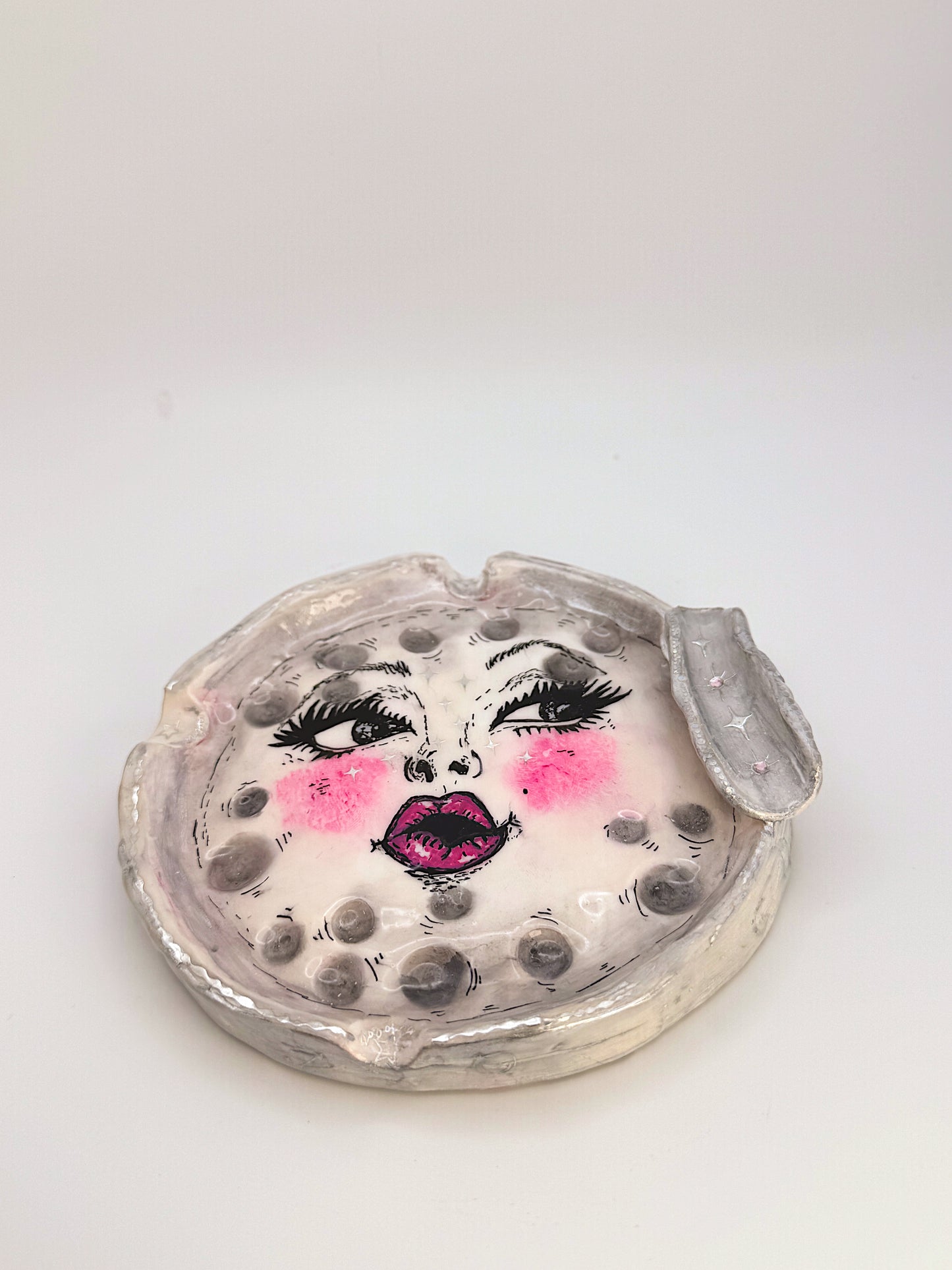 Handmade Moon Ashtray or Trinket Dish | Celestial Art | Viral Moon Face
