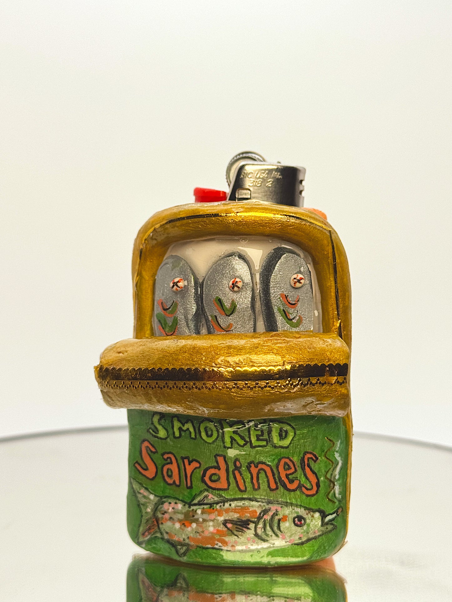 Smoked Sardines Lighter Case – Funny Handmade Polymer Clay Lighter Cover | Unique Gift for Smokers