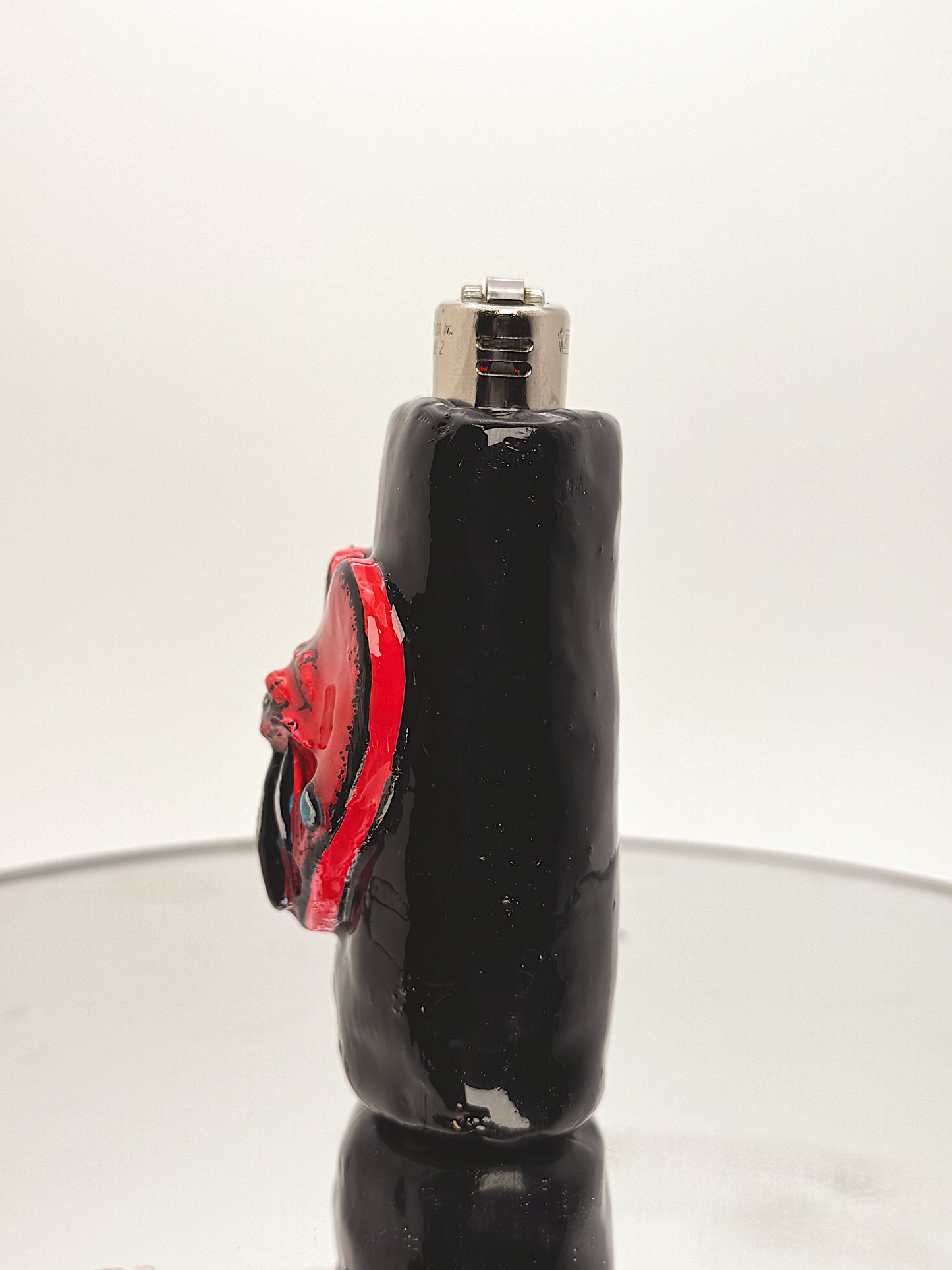 Traditional Tattoo Heart Lighter Case – Handmade Polymer Clay Lighter Cover | Red Heart with Eye Design | Unique Gift for Smokers