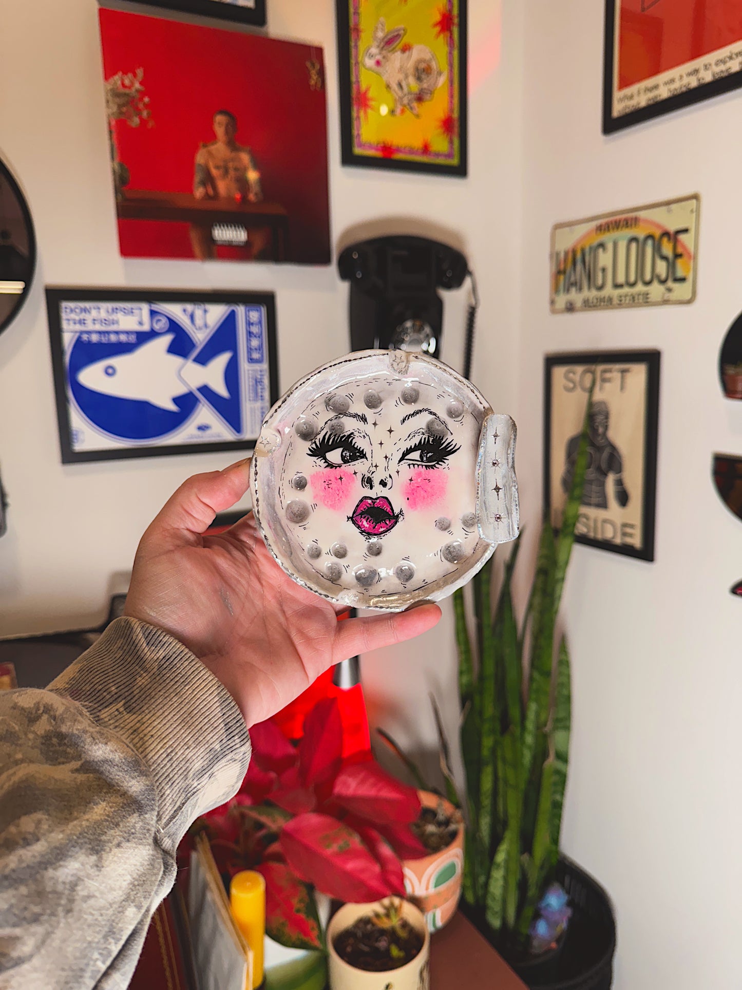 Handmade Moon Ashtray or Trinket Dish | Celestial Art | Viral Moon Face