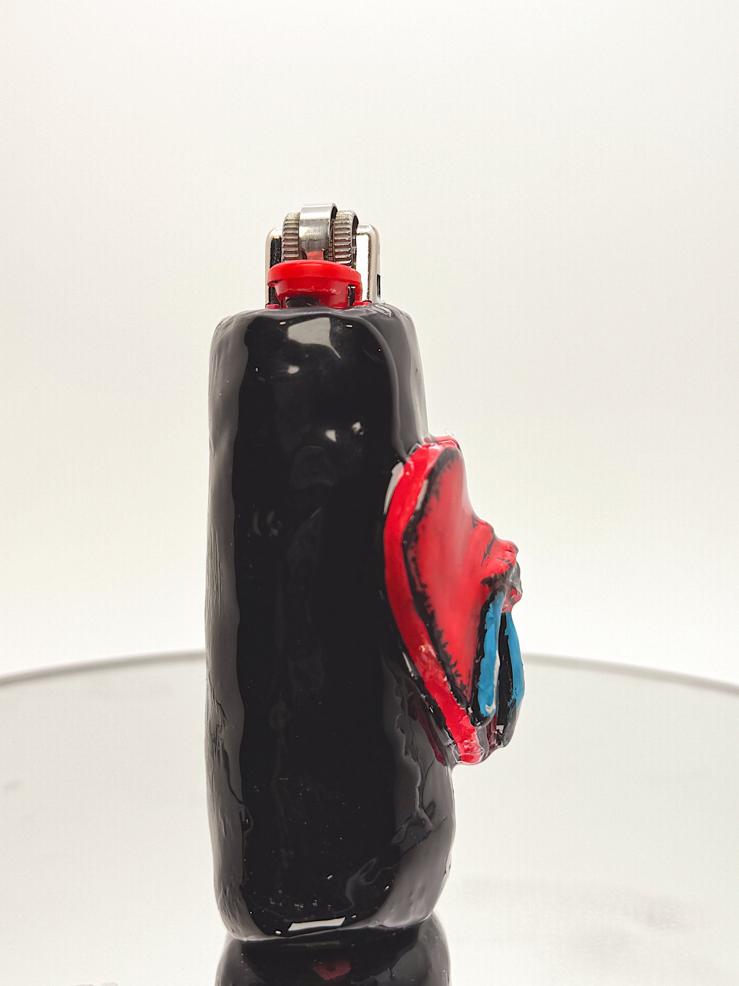 Traditional Tattoo Heart Lighter Case – Handmade Polymer Clay Lighter Cover | Red Heart with Eye Design | Unique Gift for Smokers