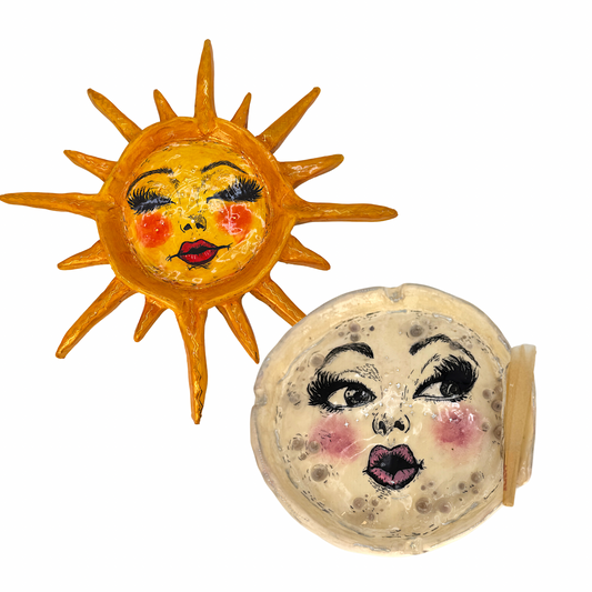 PREORDER Handmade Sun & Moon Ashtray/ Trinket Dish Set