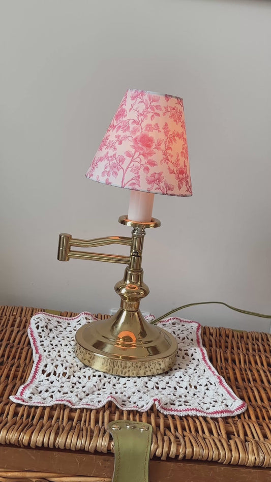 Vintage Brass Candlestick Lamp with Adjustable Swing Arm
